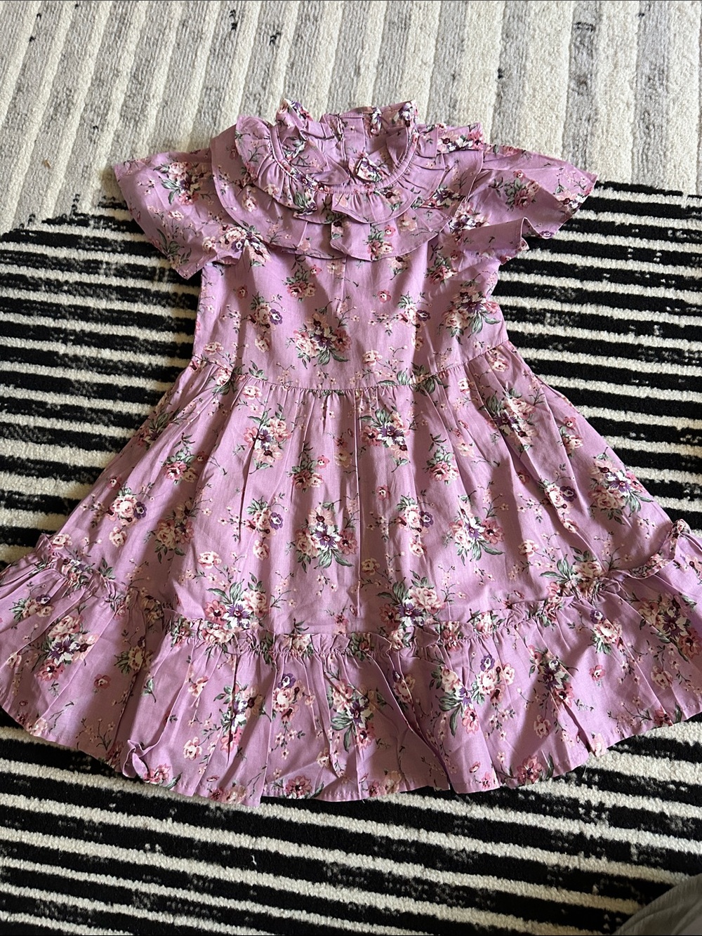 Girls' Pink/lavender Floral Ruffle Dress. Sz 6 Janie and Jack